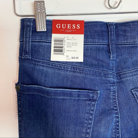 Women’s Guess denim gems high rise skinny jeans - Picture 10 of 13
